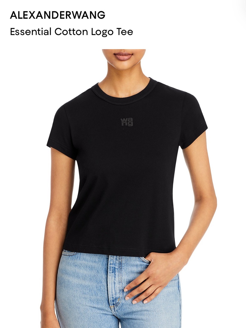 Alexander Wang Essential Black Short Sleeve Logo Tee
